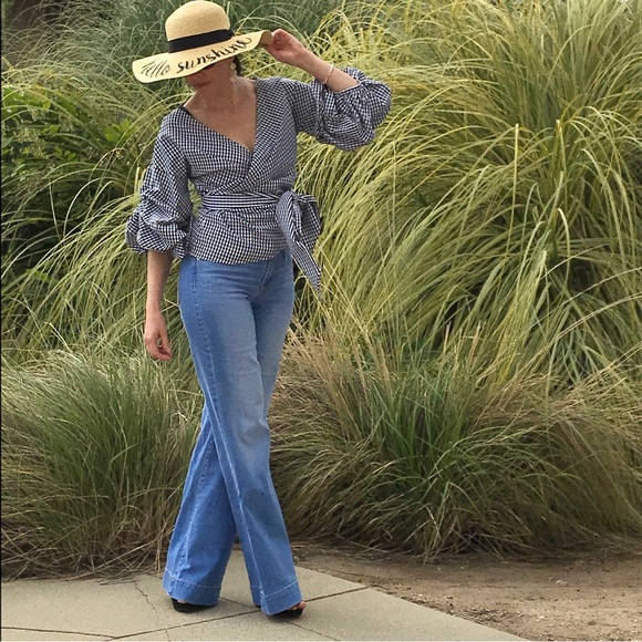 CHICWISH Black and White Gingham Wrap Top XS - Picture 11 of 12